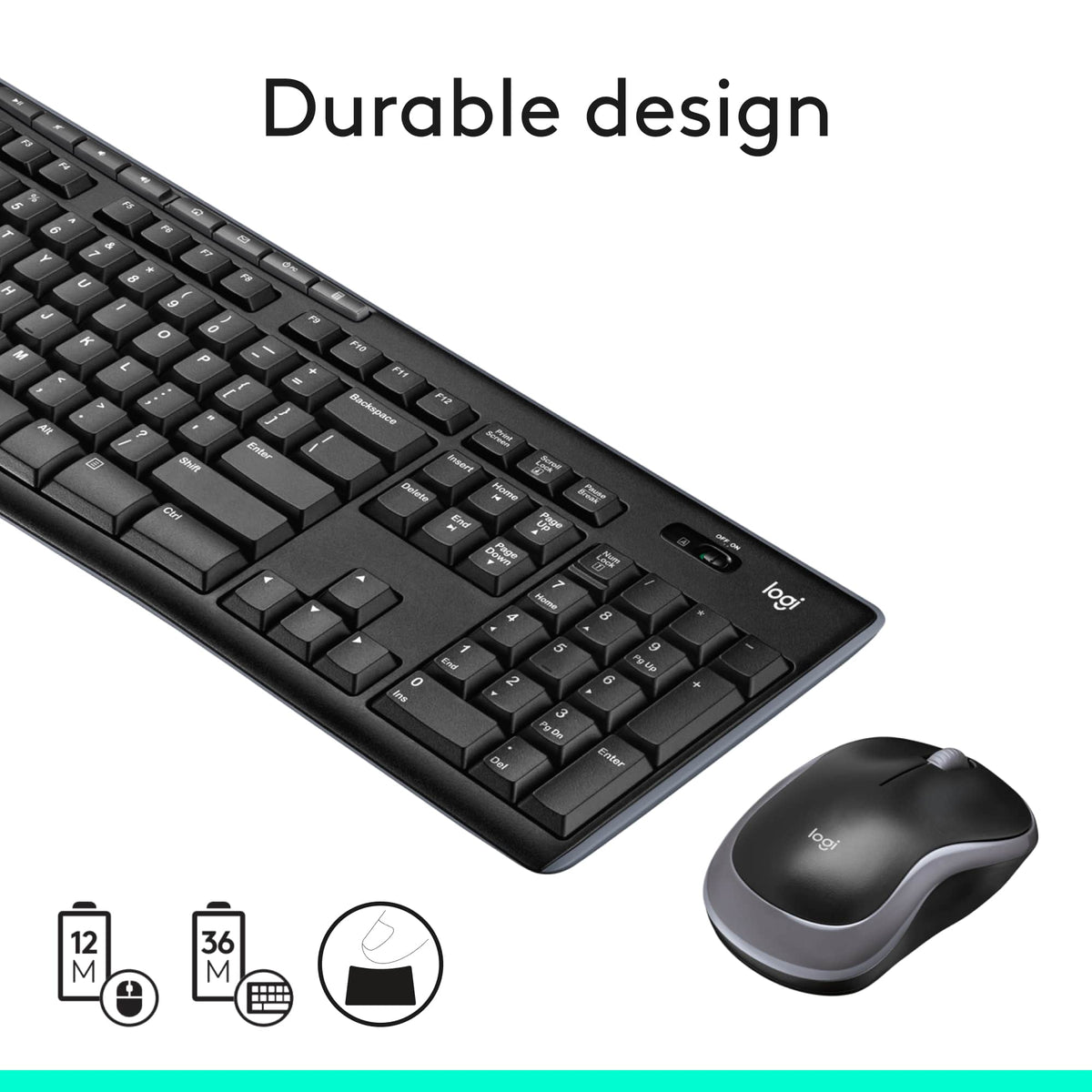 Logitech - MK270 Full-size Wireless Membrane Keyboard and Mouse Bundle for PC - Black