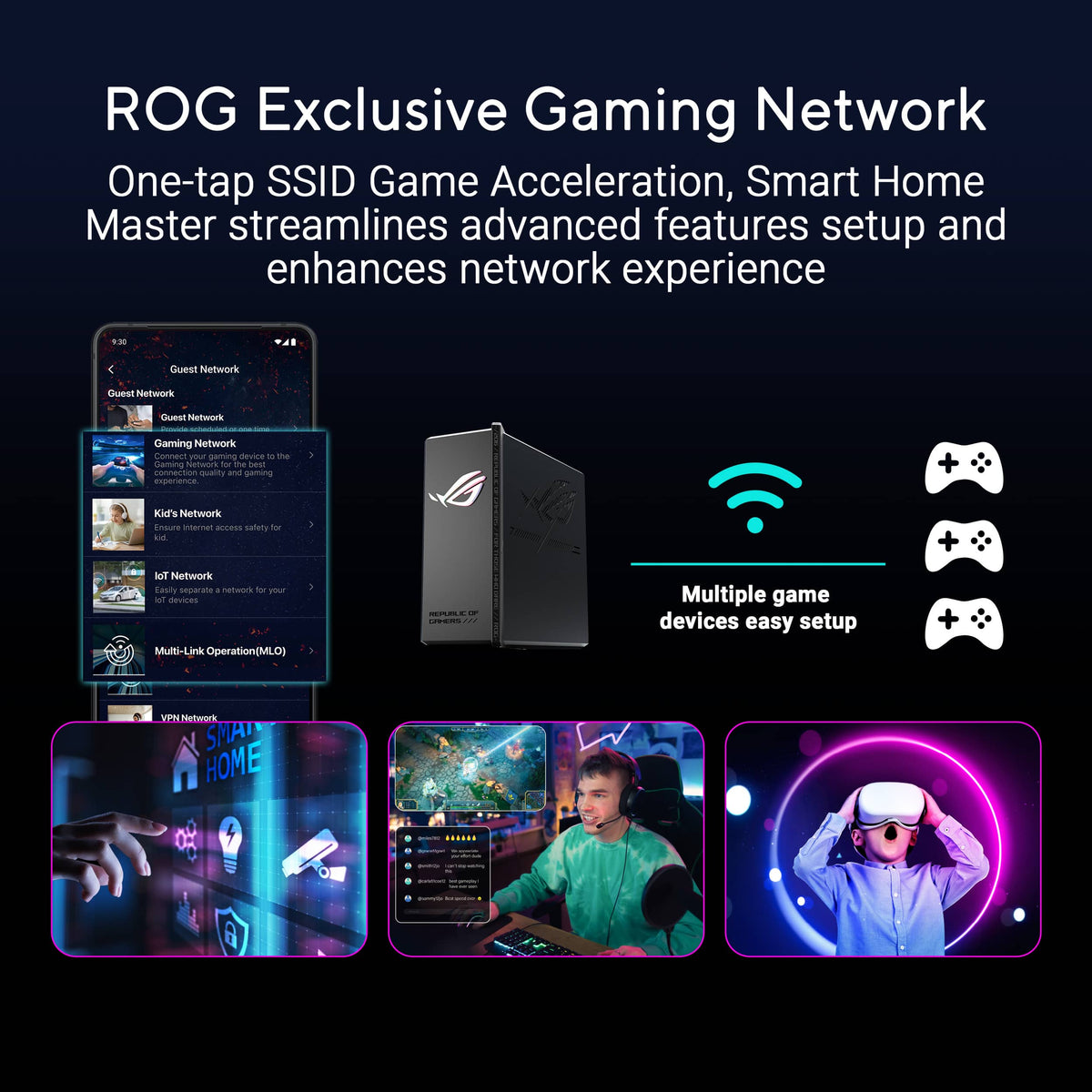 ASUS - ROG Strix GS-BE7200X Dual-Band Wi-Fi 7 Gaming Router - Black
