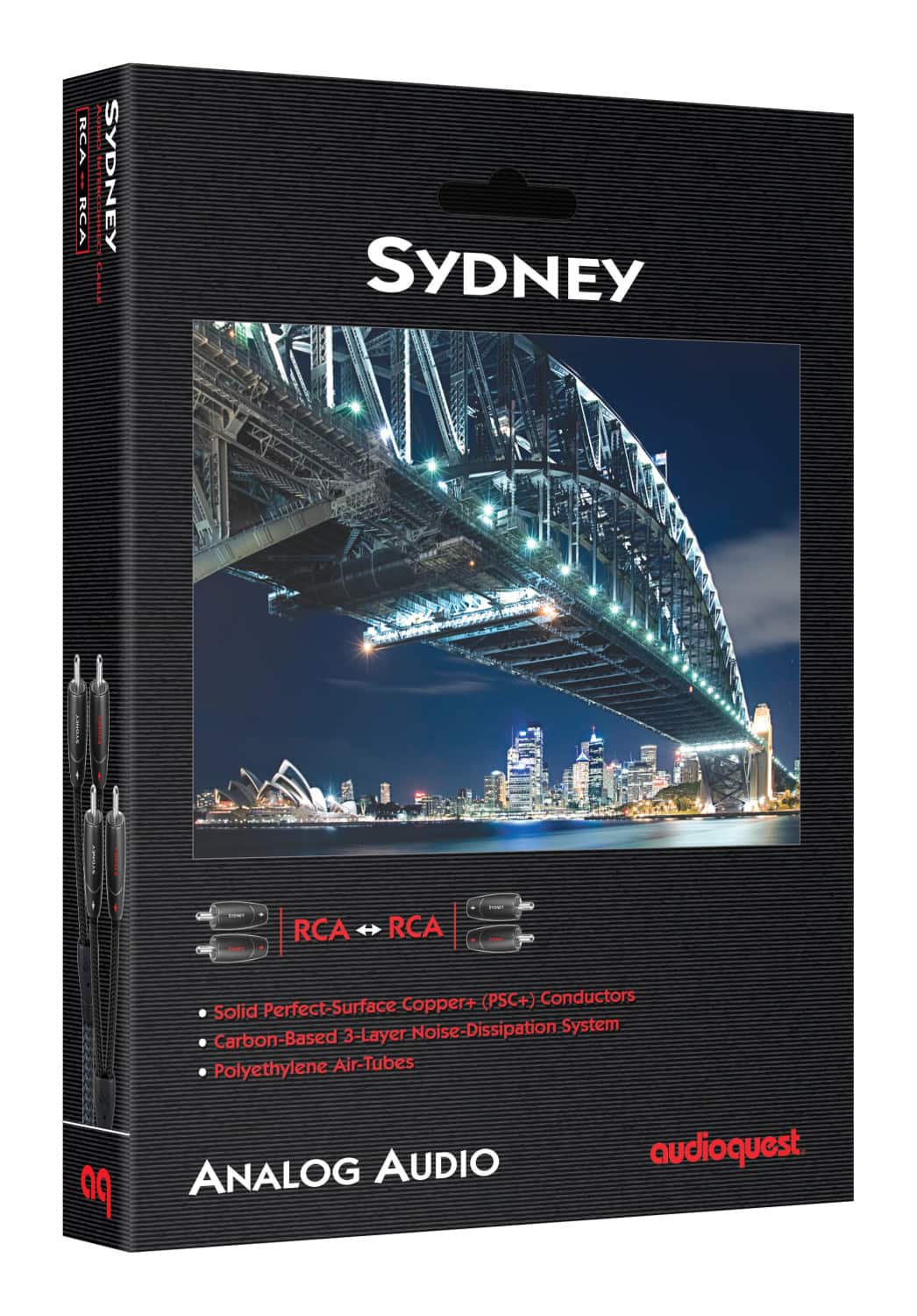 AudioQuest - Sydney RCA > RCA 2.0' Analog Audio Interconnect Cable - Dark Gray on Black