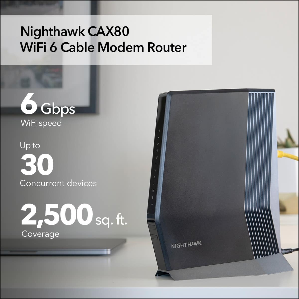 NETGEAR - Nighthawk AX6000 Wi-Fi 6 Router with DOCIS 3.1 Cable Modem - Black