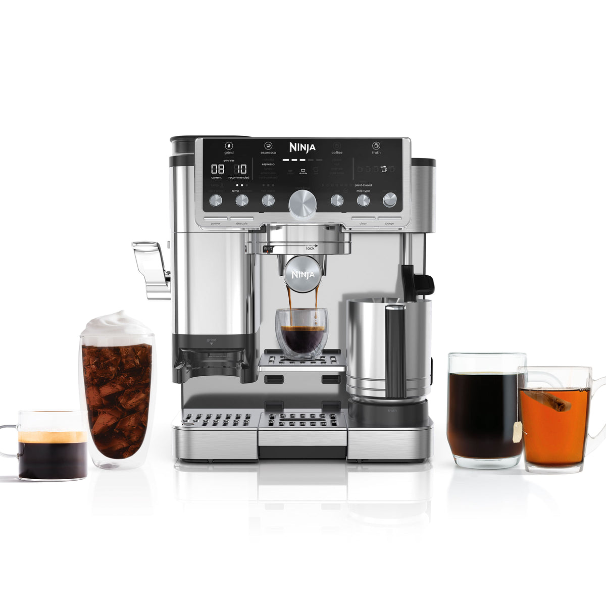 Ninja - Luxe Café Pro Series 4 in 1 Espresso, Drip Coffee, Cold & Hot Brew, Tamper, Grinder, Scale, Hands-Free Frother - Stainless Steel