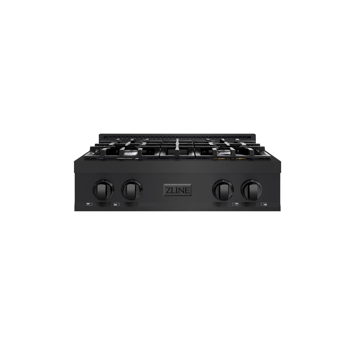 ZLINE - 30 in. Classic Gas Rangetop with 4 Burners and Porcelain Cooktop in Black Stainless Steel (RTB2-30) - Black Stainless Steel