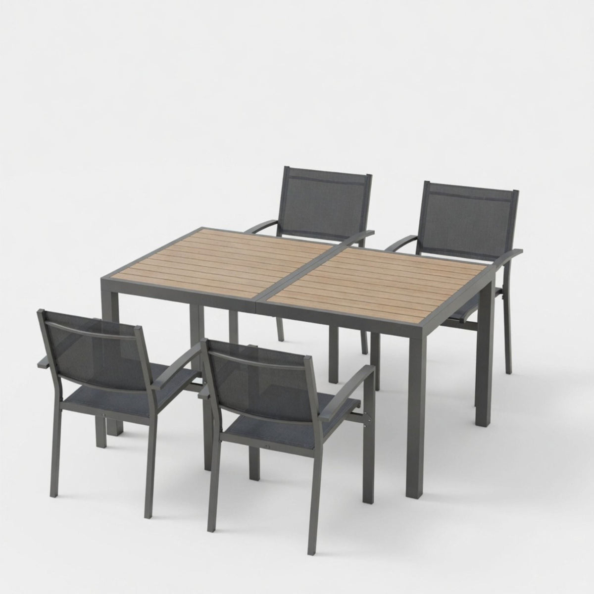 Juego de comedor para patio de 5 piezas con mesa y sillas para uso en exteriores - Gris