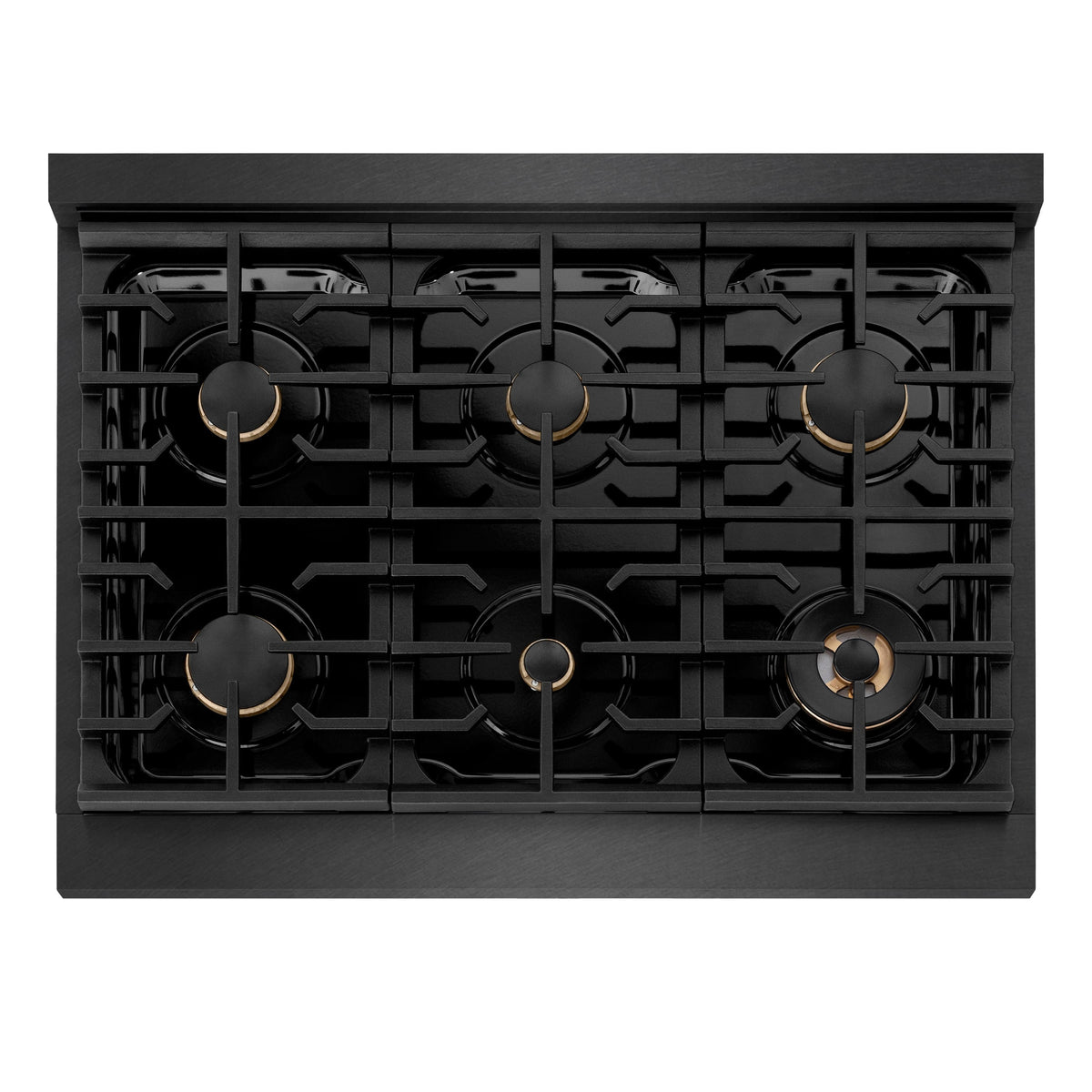 ZLINE - 36 in. Wide 6 Burner Designer 5.2 cu. ft. Manual Clean Freestanding Gas Range with Black and Bronze Accents - Black Satin Stainless Steel
