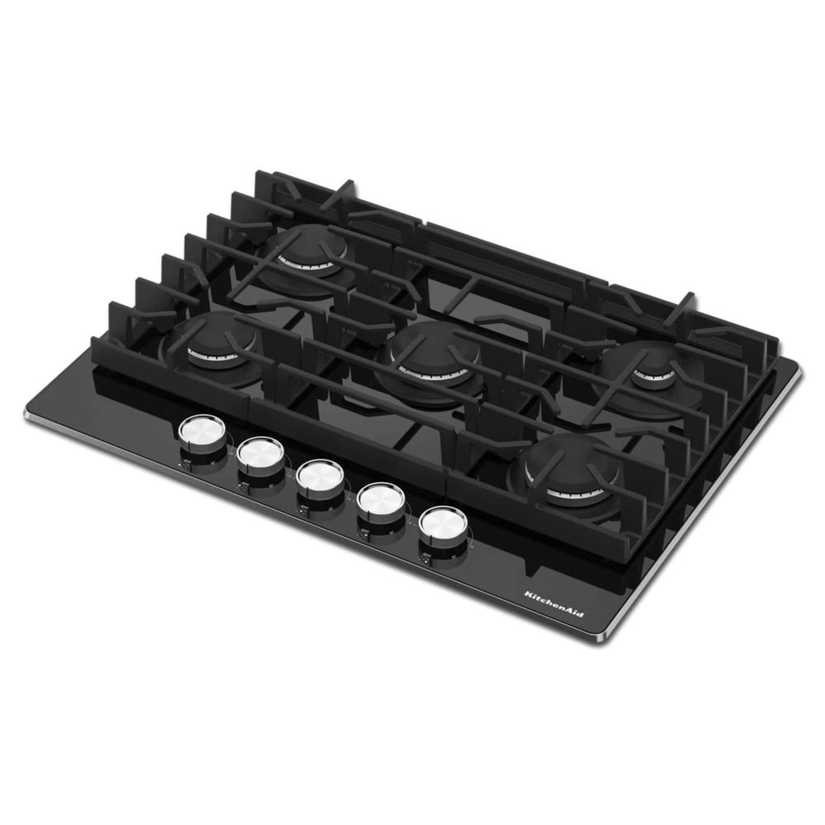 KitchenAid - 36 in. Wide 5 burners Built-In Gas Cooktop with Dishwasher-Safe Grates and Knobs - Black