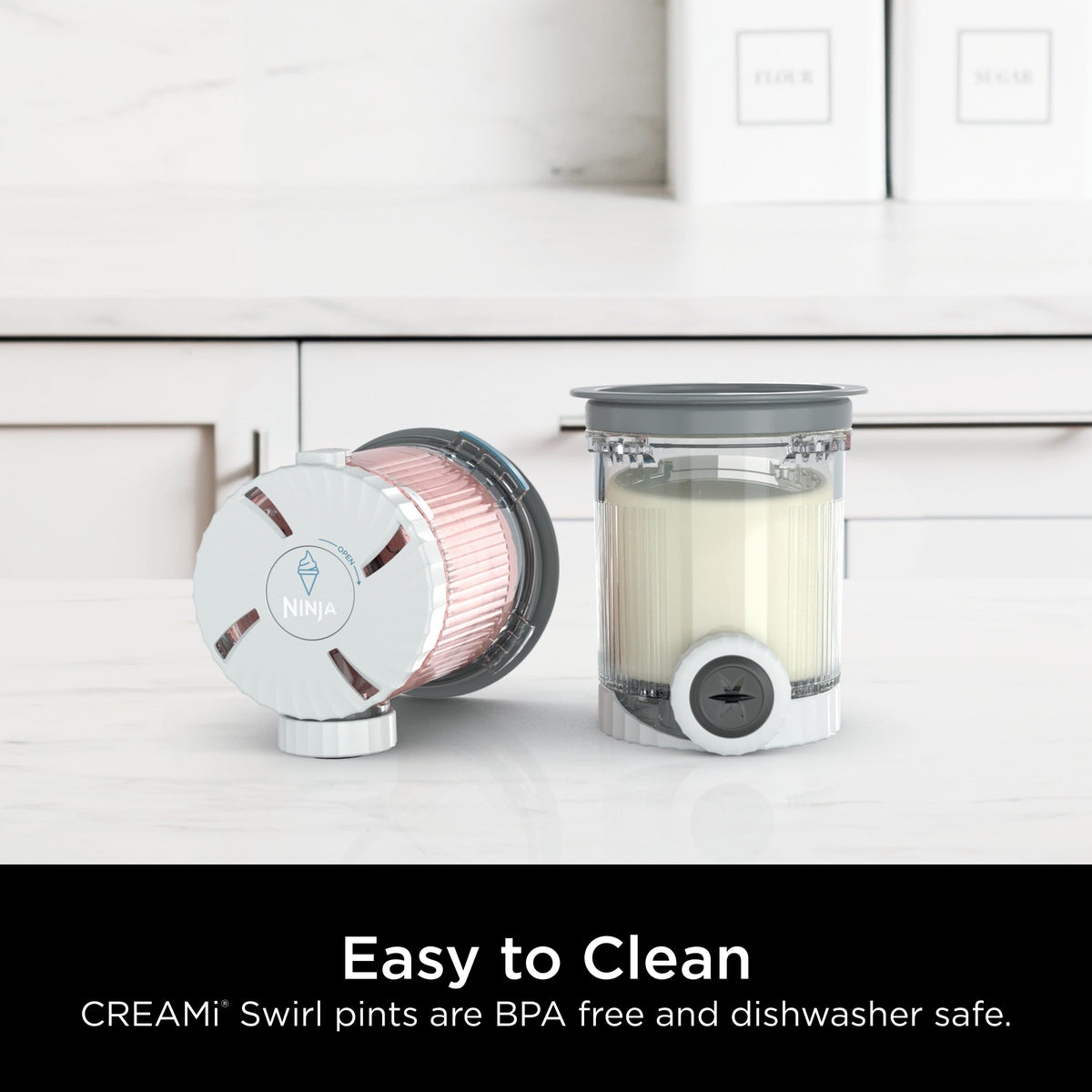 Ninja - Swirl by CREAMi Pints and Lids, 2 Pack - Grey Lids