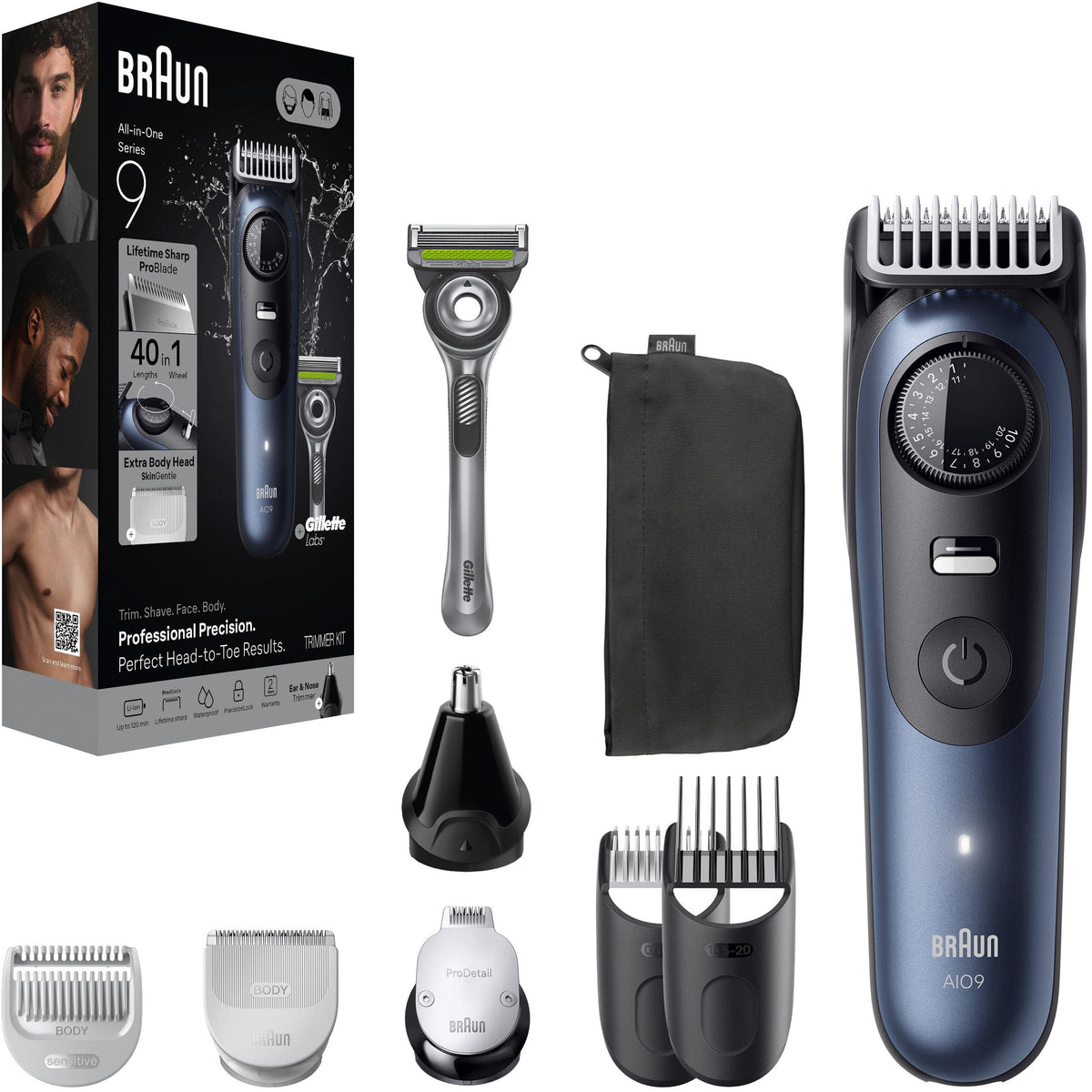 Braun - Series 9 All-in-one 9530 Electric Shaver Trimmer Kit - Deep Blue Metallic