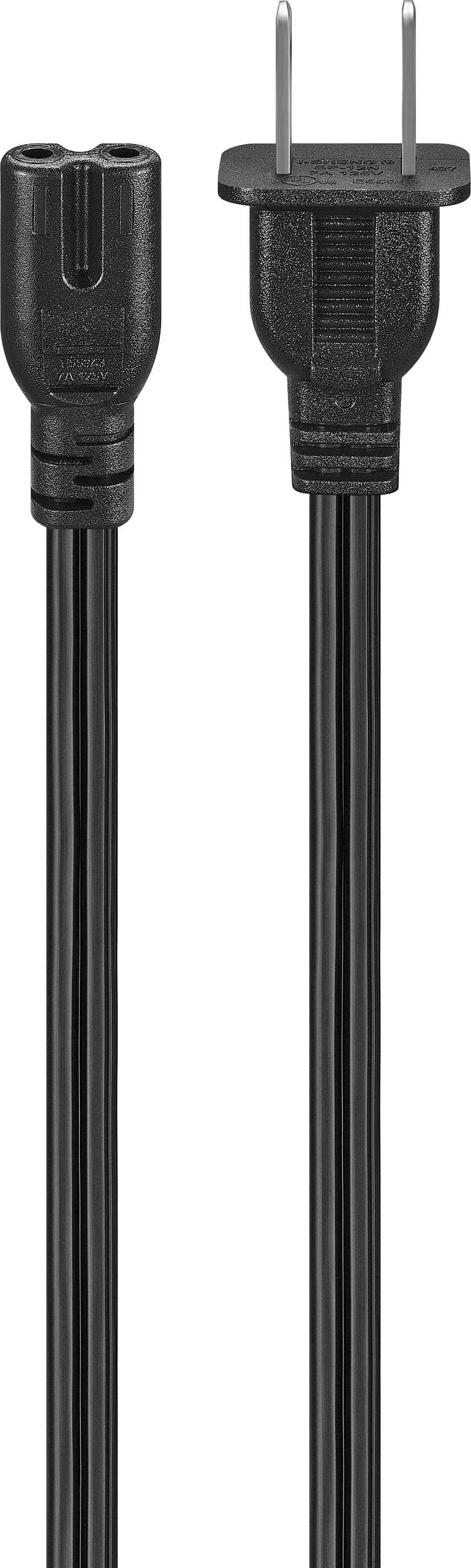 Best Buy essentials™ - 12' 2-Slot Non-Polarized Power Cord - Black