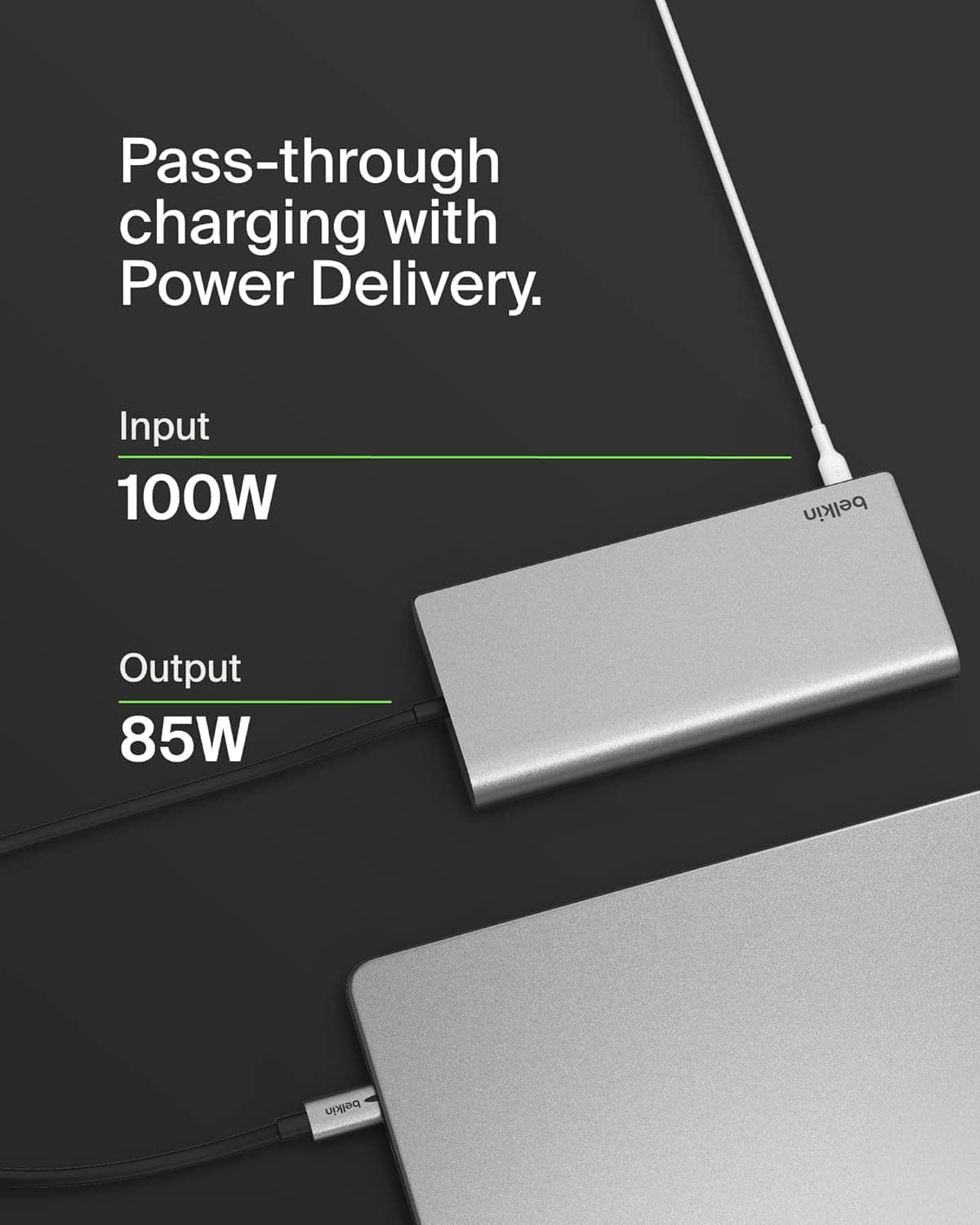 Belkin - Connect Universal USB-C 8-in-1 Dual Display Core Hub Compatible with 100W PD with 10Gbps Transfer Speeds & 1GbE Ethernet - Gray