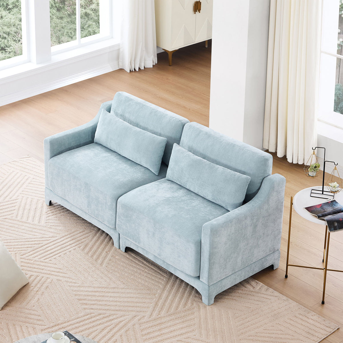 Elegant Sofa With Ergonomic Design And Lumbar Pillows