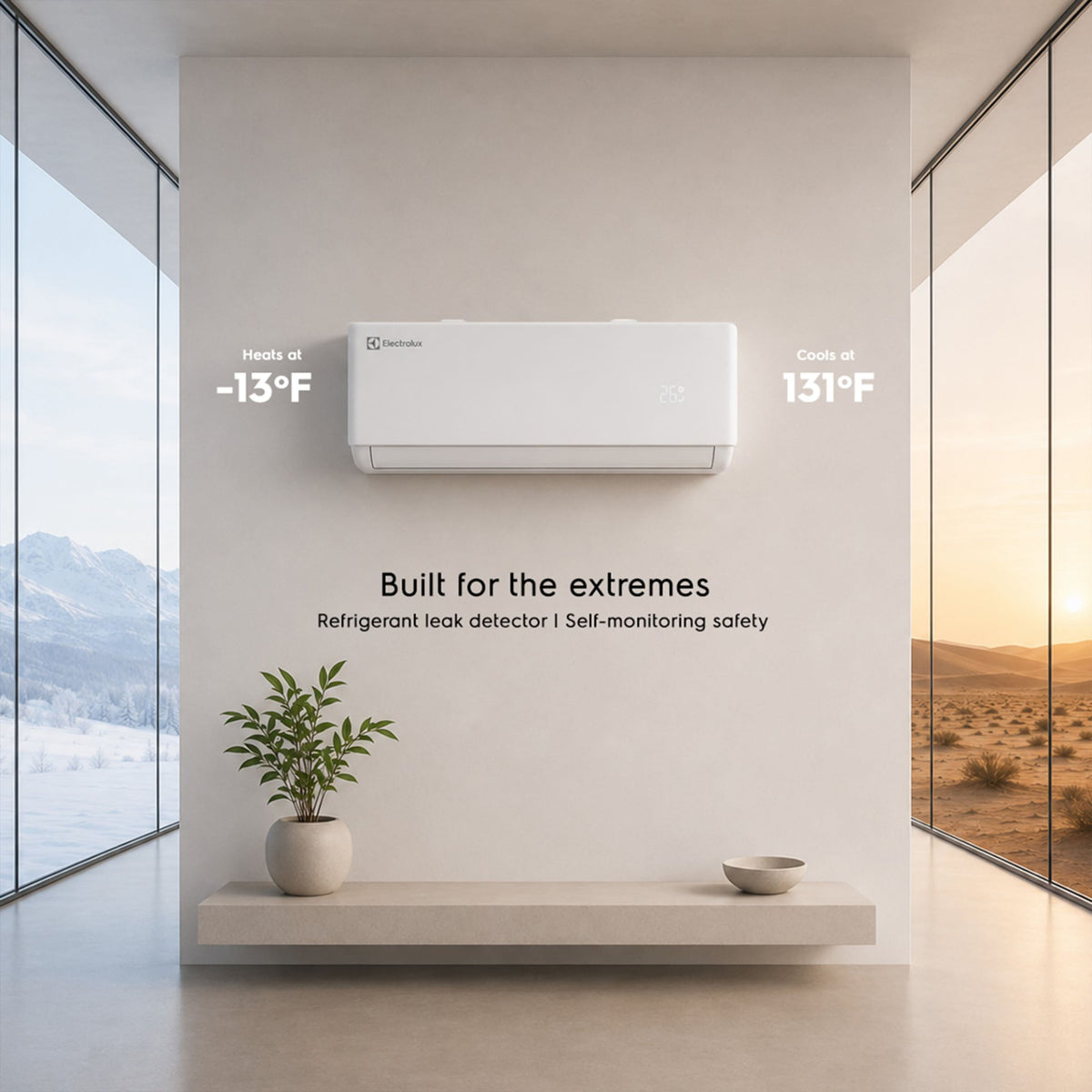 Electrolux - 24000 BTU Ductless Mini Split AC/Heat System, 1250 Sq Ft, 23 SEER2 Inverter, 230V, WiFi - White