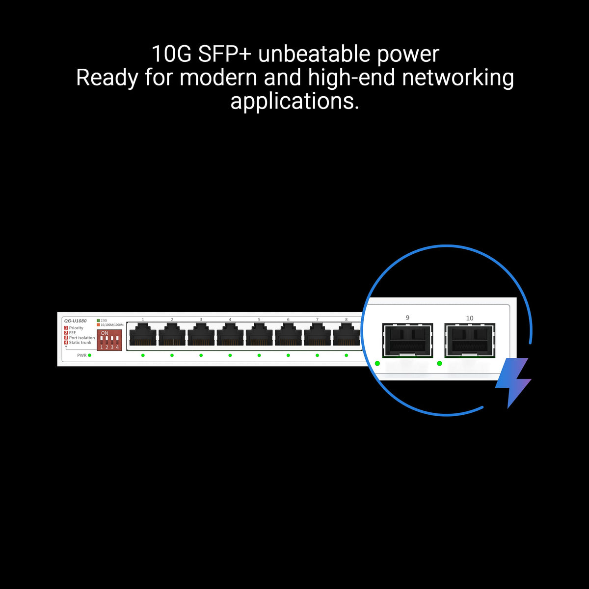 ASUS - QG-U1080 8-Port 2.5G + 2-Port 10G SFP+ Unmanaged Ethernet Switch - White