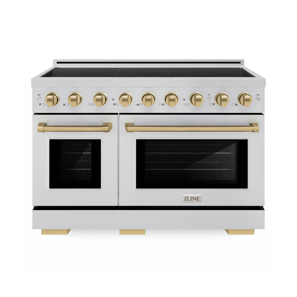 ZLINE - Autograph 48 in. 6.7 cu. ft. Paramount Freestanding Induction Range with 7 Element Cooktop & Champagne Bronze Accents - Stainless Steel