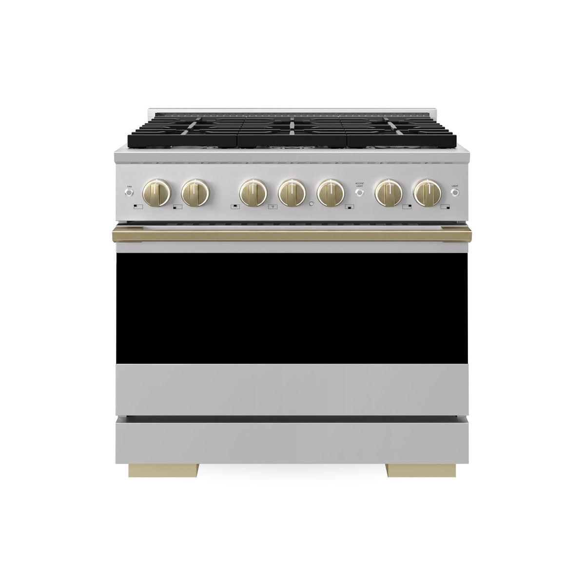 ZLINE - Autograph 36 in. 5.2 cu. ft. Marino Dual Fuel Freestanding Range w/ 6 Gas Burners & Convection Oven w/ Bronze Accents - Stainless Steel