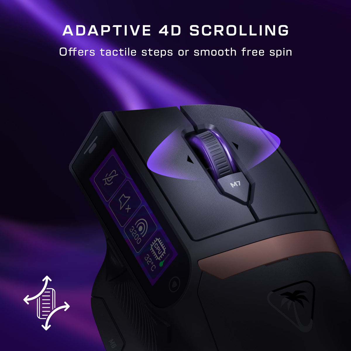 Turtle Beach - Command Series MC7 Advanced Wireless Touchscreen Optical Gaming Mouse for Windows 10/11 PC - Wireless - Black