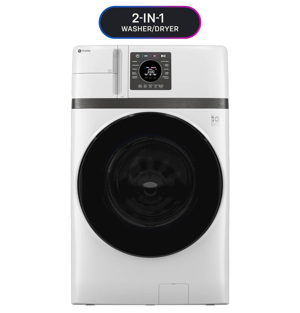 GE Profile - UltraFast 4.6 Cu. Ft. High-Efficiency Smart Front Load Washer and Electric Dryer Combo with Steam and Ventless Heat Pump - White
