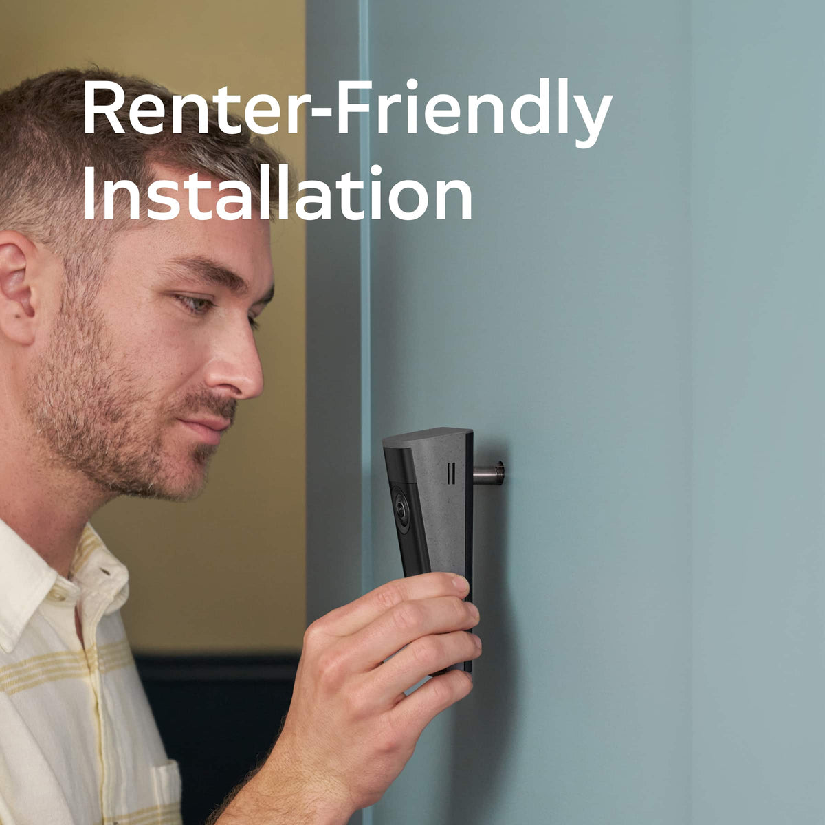 Ring - Peephole Smart Cam 2K, Battery-Powered, renter-friendly surface install, replaces existing peephole. 1400x1400 - Speckled Gray