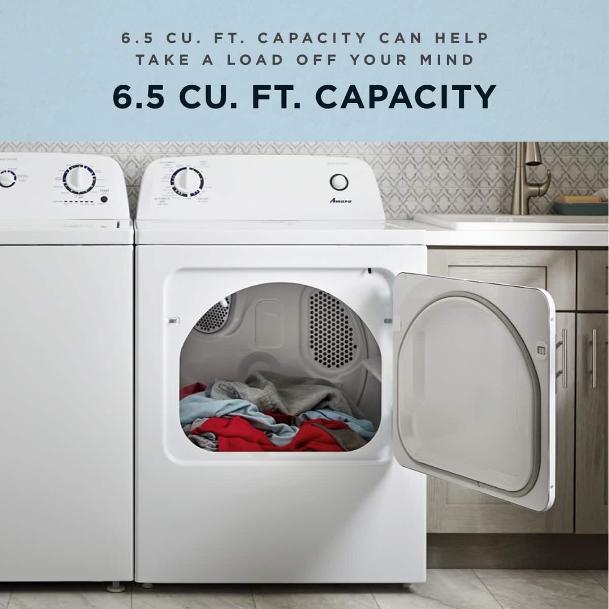 Amana - 6.5 Cu. Ft. Electric Dryer with Automatic Dryness Control - White