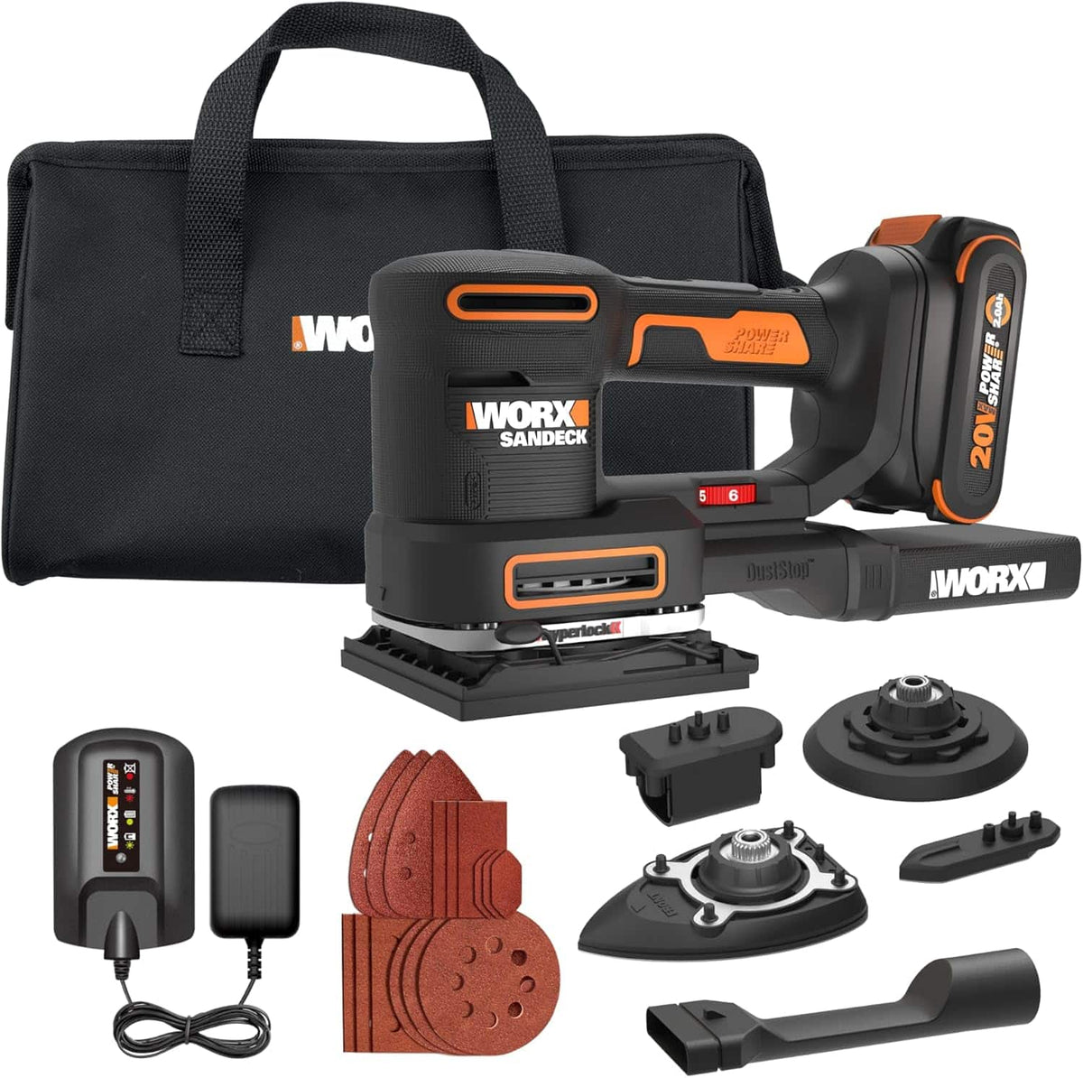WORX - WX820L 20V PowerShare Sandeck 5-in-1 Cordless Multi-Sander - Black