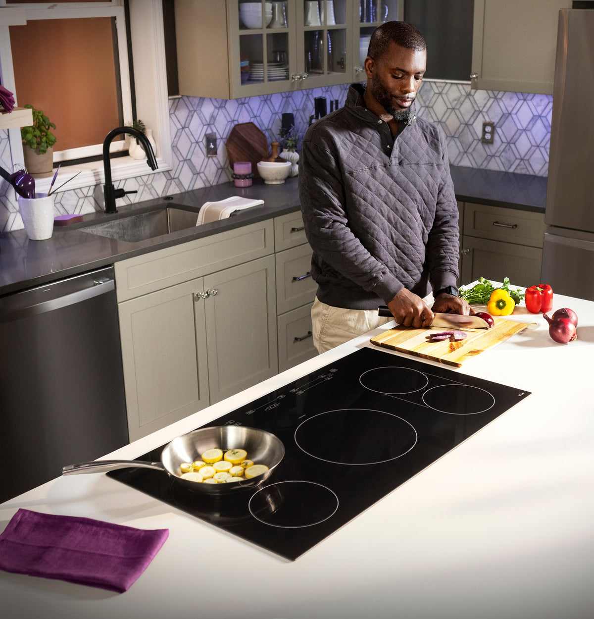 GE Profile - 36" Built-In Electric Induction Cooktop with 5 Elements, Slide Touch Controls, and Power Boost - Black