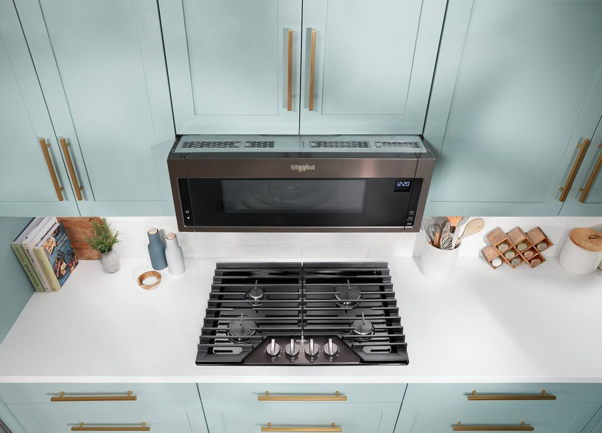 Whirlpool - 30 in. Wide 4 burners Built-In Gas Cooktop with EZ-2-Lift Hinged Cast-Iron Grates - Black Stainless Steel