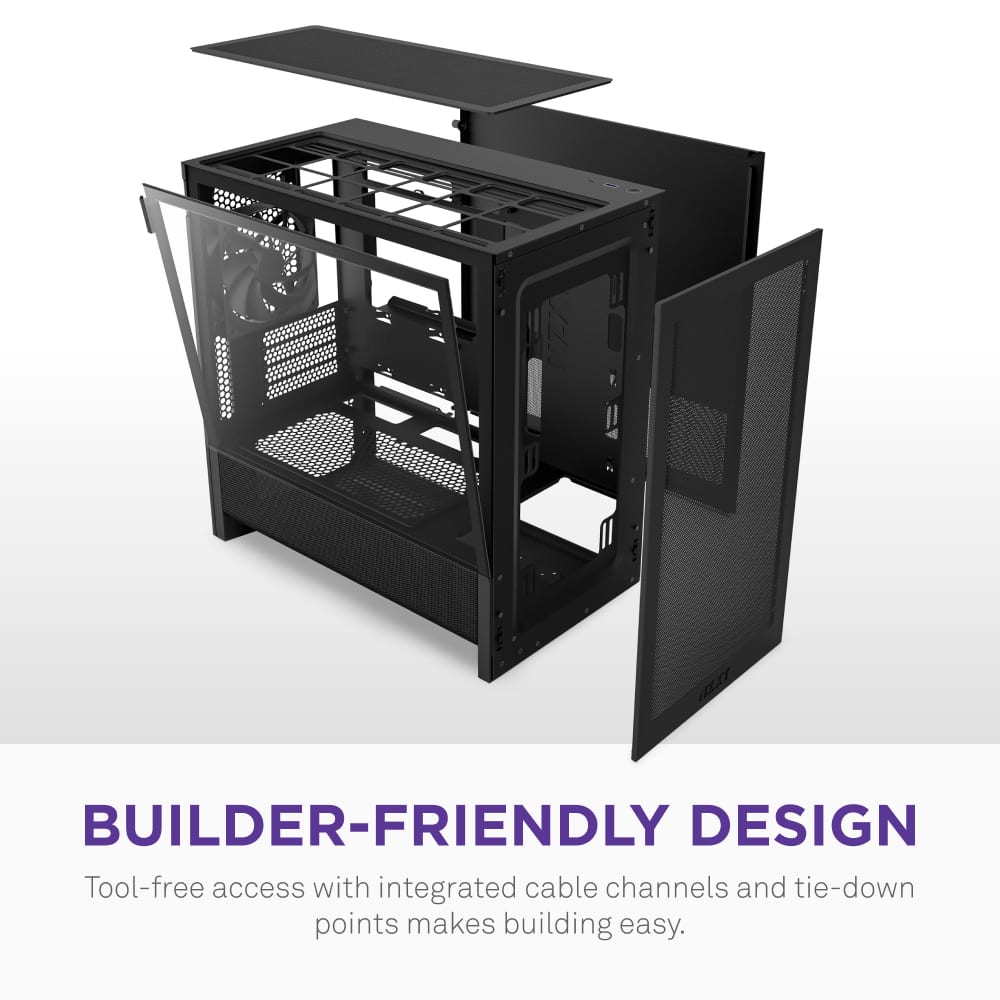 NZXT - H3 Flow Micro-ATX High-Airflow PC Case - Black