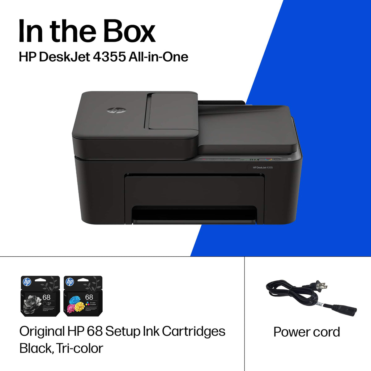 HP - DeskJet 4355 Wireless AI-Enabled All-in-One Inkjet Printer with 3 Months of Instant Ink - Black