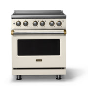 Viking - 30"W. Pro5S 4.7 Cu. Ft. Freestanding 4 Element Electric Convection Range - /Brushed Brass - Pure White