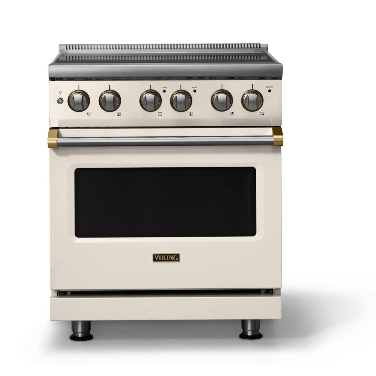 Viking - 30"W. Pro5S 4.7 Cu. Ft. Freestanding 4 Element Electric Convection Range - /Brushed Brass - Pure White