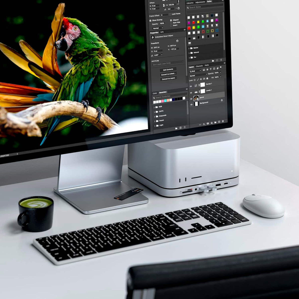 Satechi - Stand & Hub For Mac Mini / Studio With NVMe SSD Enclosure - Silver