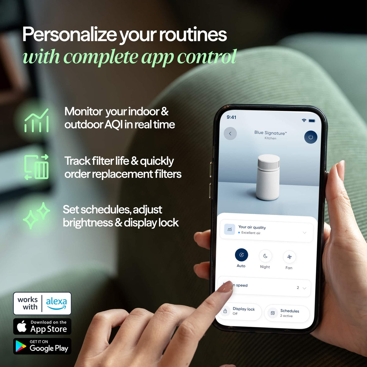 Blueair - Blue Signature Smart Air Purifier for Medium Rooms up to 498 sq ft - Nordic Fog