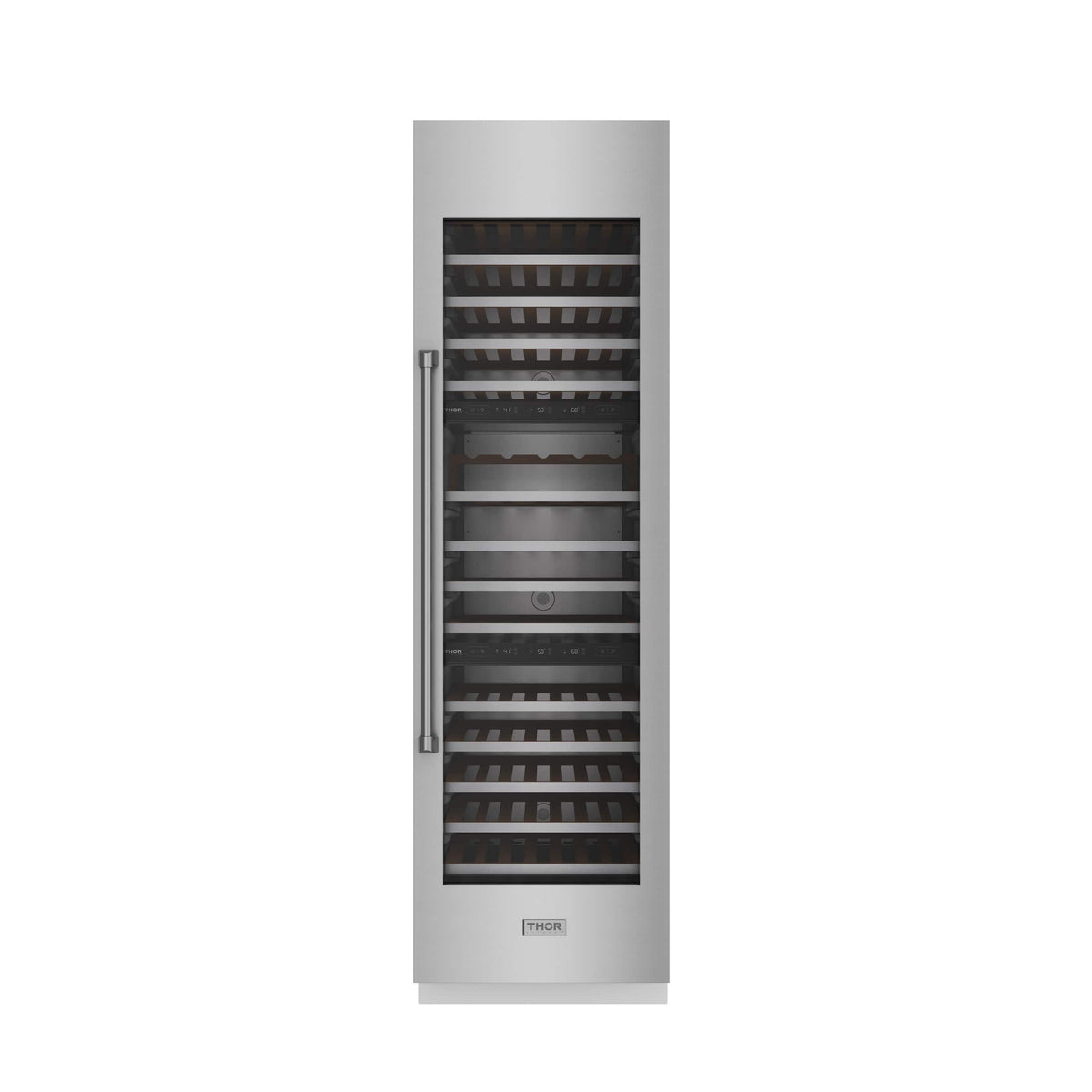 Thor Kitchen - 100 Bottle Tri-Zone Built-In Wine Cooler with Panels - Stainless Steel