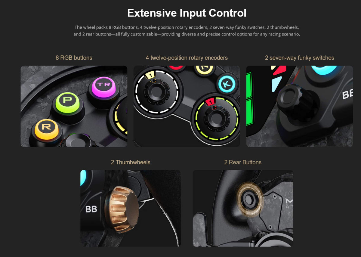 Moza Racing - CS Pro Sim Racing Steering Wheel for Windows - Black