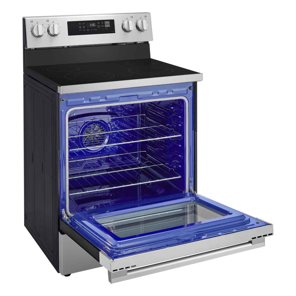 LG - 30-in Wide 6.3 Cu. Ft. Freestanding Electric Convection Smart Range with 4 Elements, Air Fry and WideView Window - Stainless Steel