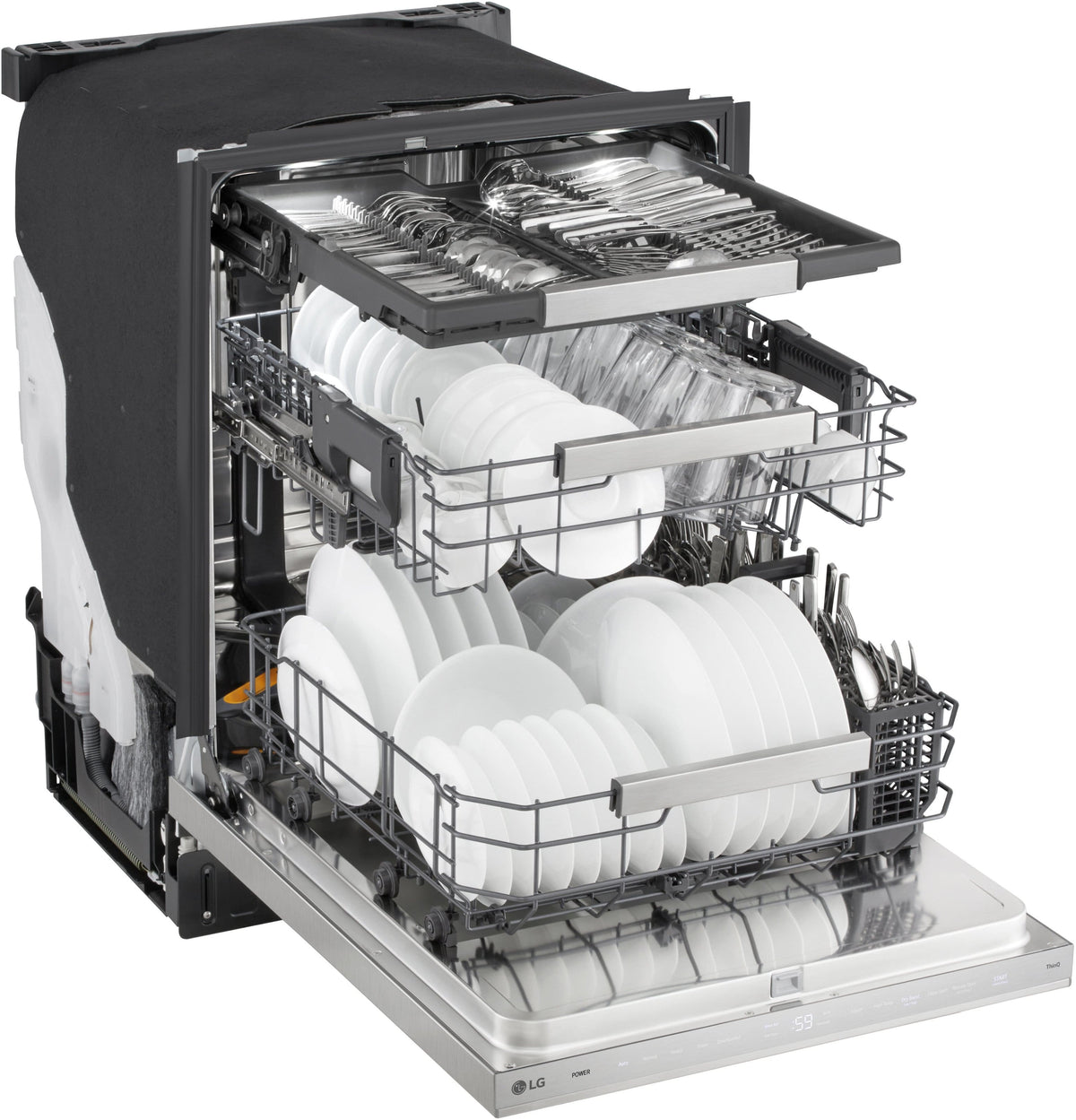 LG - FlushFit 24-in Top Control Smart Built-In Stainless Steel Tub Dishwasher with 3rd Rack, 1 Hour Wash and Dry, 42dBA - Stainless Steel