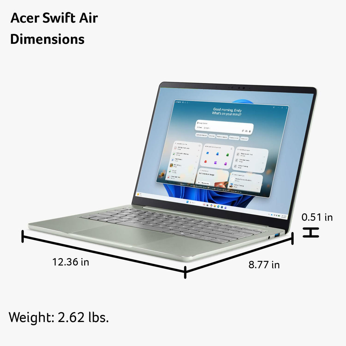 Acer - Swift Air 14 - 14" 2k LCD Laptop - Intel Core 5 Series 3 2026 - 8GB Memory – 512GB Storage - Sage