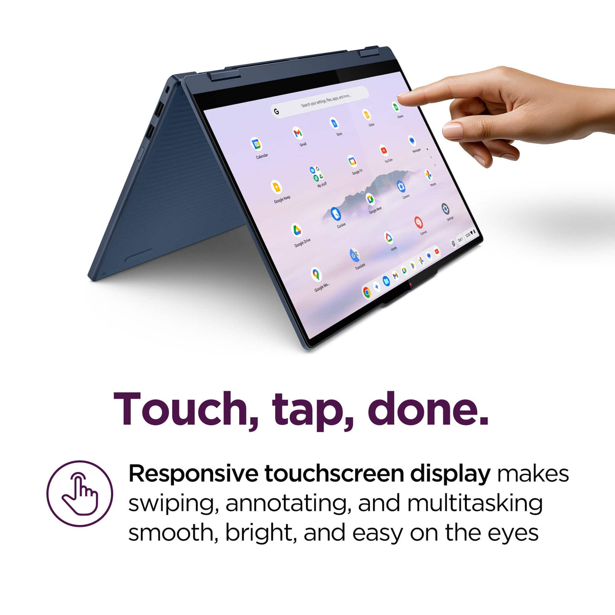 Lenovo - Chromebook Plus 2-in-1 14" Full HD Touchscreen Laptop - Intel Core 3 Processor N355 2025 - 8GB Memory - 128GB UFS - Cosmic Blue