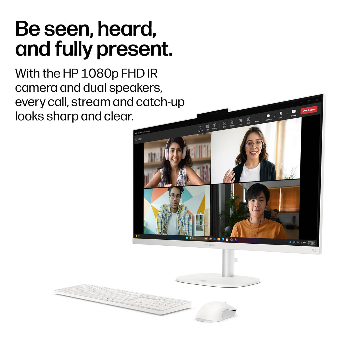 HP - OmniStudio 27" Full HD Touchscreen All-in-One w/ Adjustable Height - Intel Core Ultra 7 - 16GB Memory - 1TB SSD - Cotton White