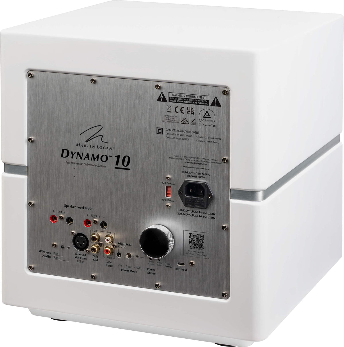 MartinLogan - Dynamo 10, 10” Sealed, Powered Subwoofer, with Magnitude MT-1kW Amplifier, Sub Control App, and Wireless Built-In - Satin White