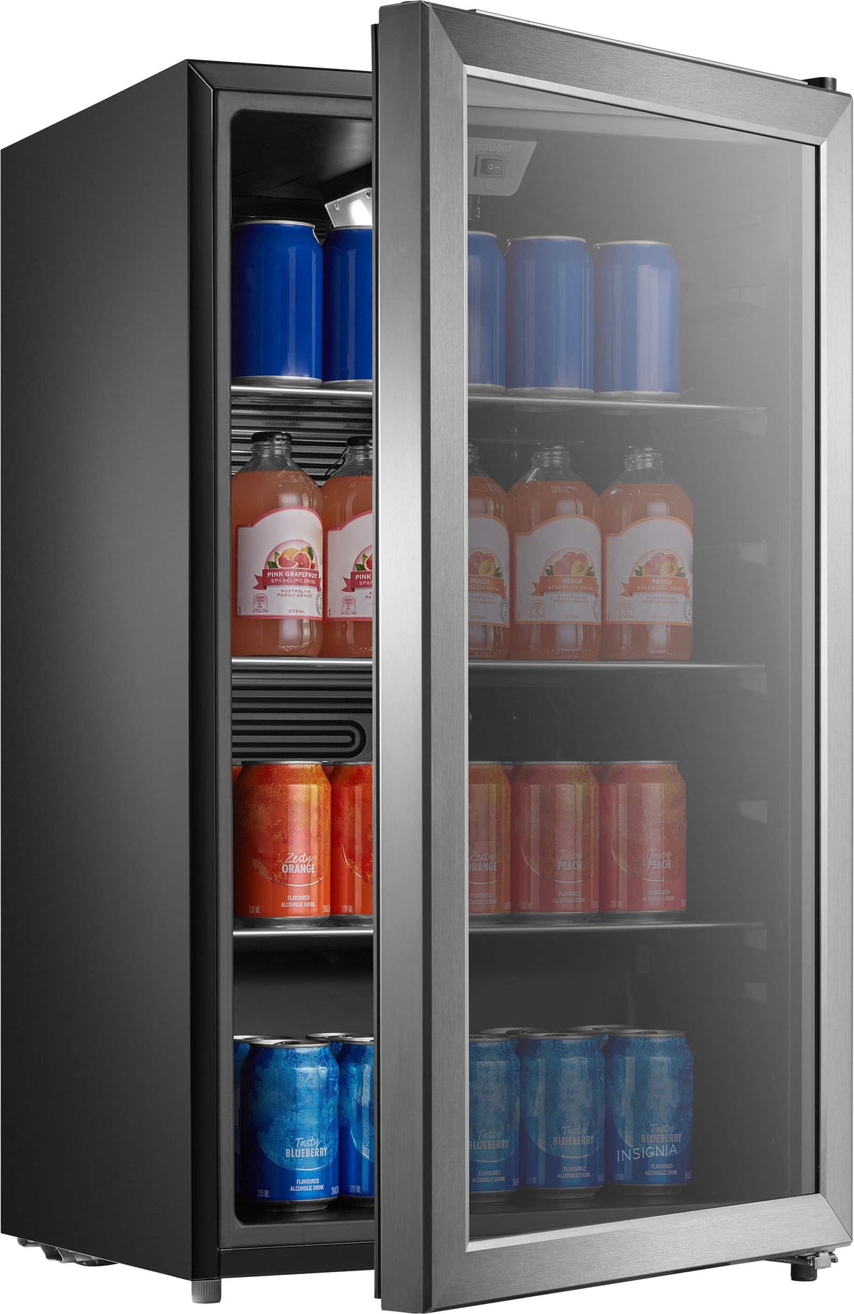 Insignia™ - 115 Can Beverage Cooler with Glass Shelves - Stainless Steel Look