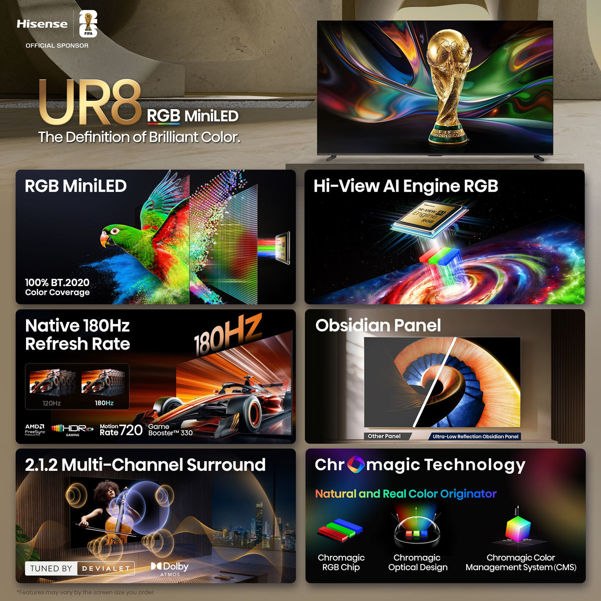 Hisense - 100" Class UR8 RGB MiniLED Series UHD 4K HDR Smart Google TV (2026)
