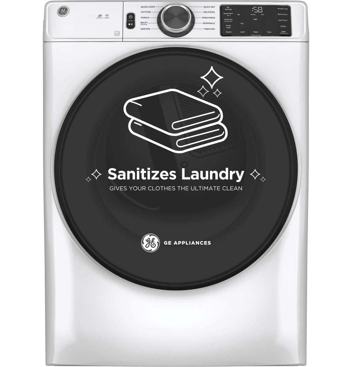 GE - 7.8 Cu. Ft. Stackable Smart 10-Cycle Electric Dryer - White