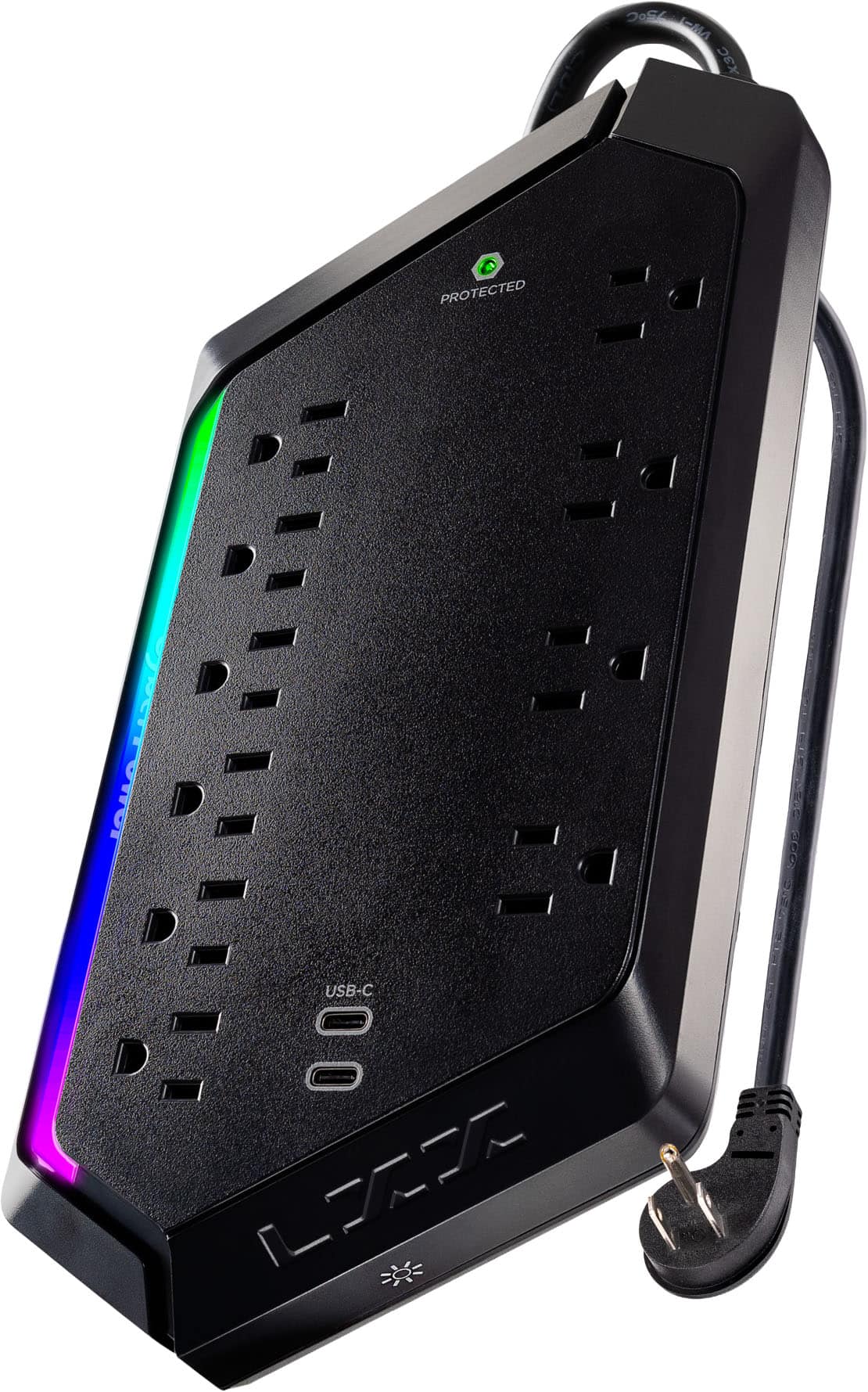 CyberPower - GXS1005C2 10 Outlet Surge Protector with RGB Lighting and USB Charging Ports - Black