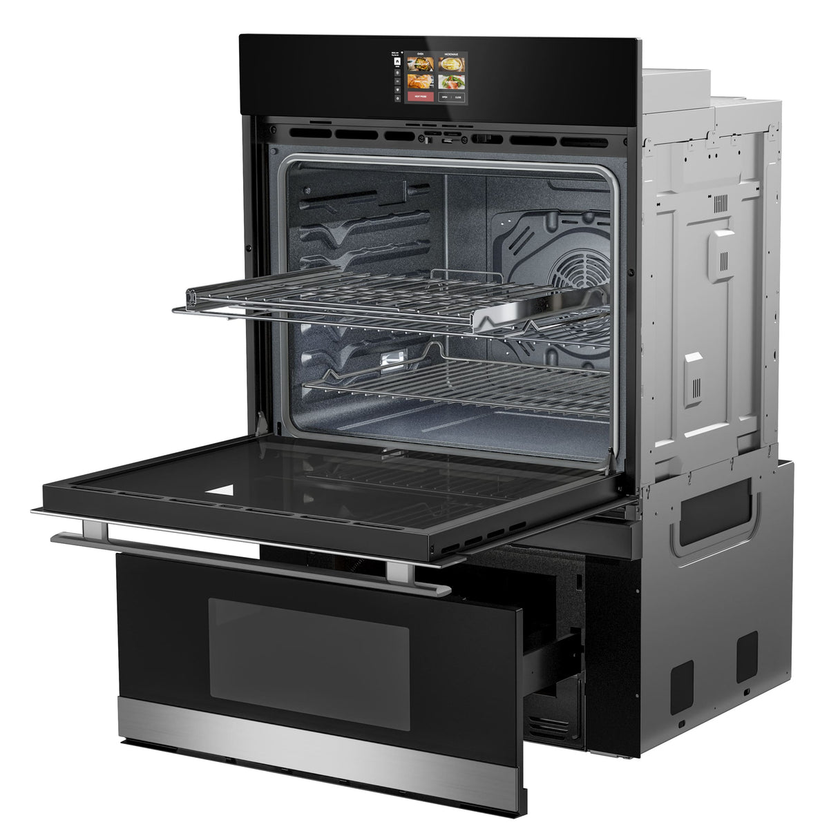 Sharp - 30 In Smart Convection Wall Oven and Microwave Drawer Combination for Single Cutout with Alexa Compatibility (SWB3085HS) - Stainless Steel