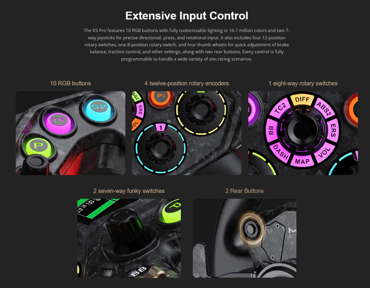 Moza Racing - KS Pro Sim Racing Steering Wheel for Windows - Black