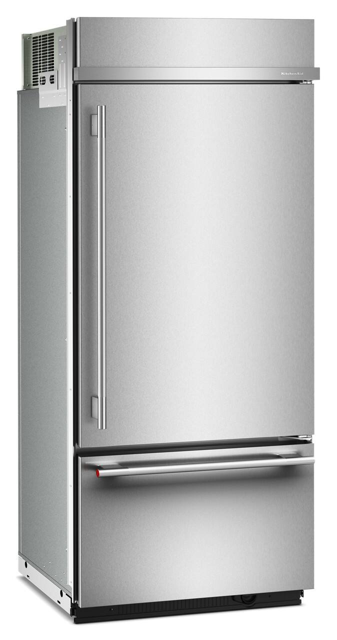 KitchenAid - 36 in. Wide 20.8 cu. ft. Built-In Bottom Mount Refrigerator with Platinum Interior - Stainless Steel