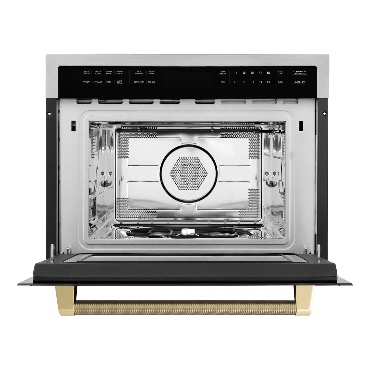 ZLINE - Autograph 24 in. 1.6 cu ft. Built-in Convection Microwave Oven and Champagne Bronze Helix Handle - Stainless Steel