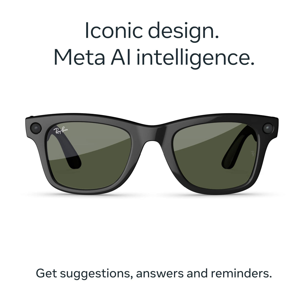 Ray-Ban Meta - Wayfarer (Gen 2) glasses with Meta AI, Audio, Photo, Video Compatibility - Green lenses - Shiny Black