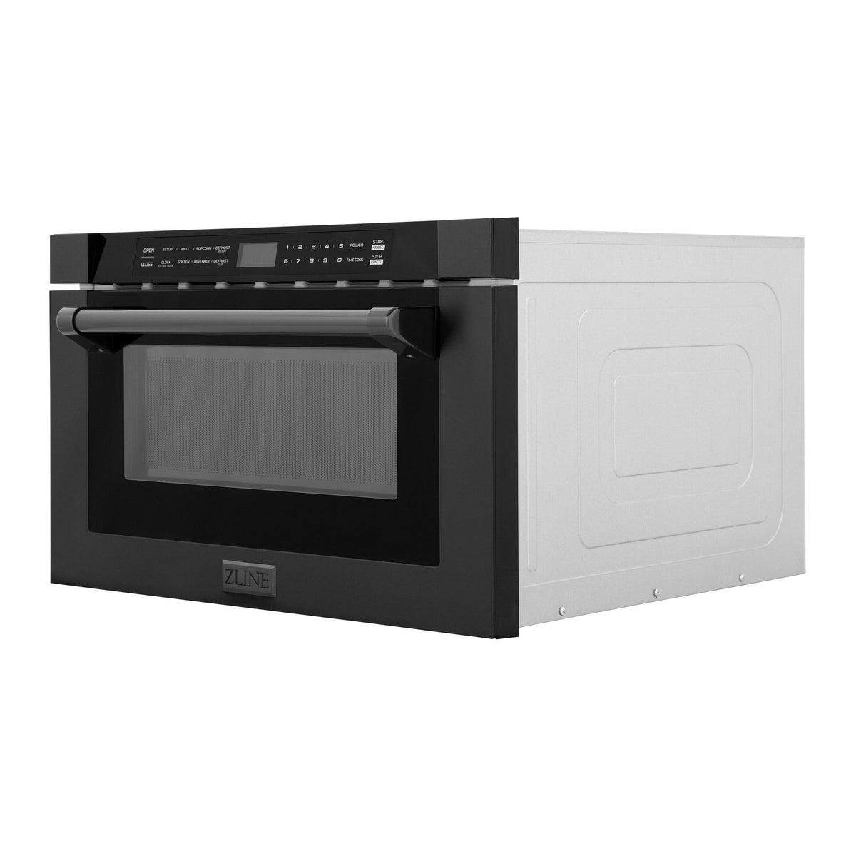 ZLINE - 24 in. 1.2 cu. ft. Built-in Microwave Drawer with a Traditional Handle - Black Stainless Steel