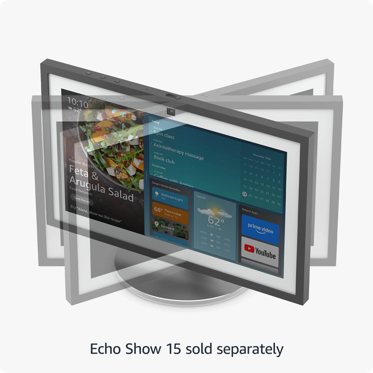 Amazon - Stand for Echo Show 15 | Premium Adjustable Stand with 360 Swivel for the Echo Show 15 (sold separately) - Aluminium